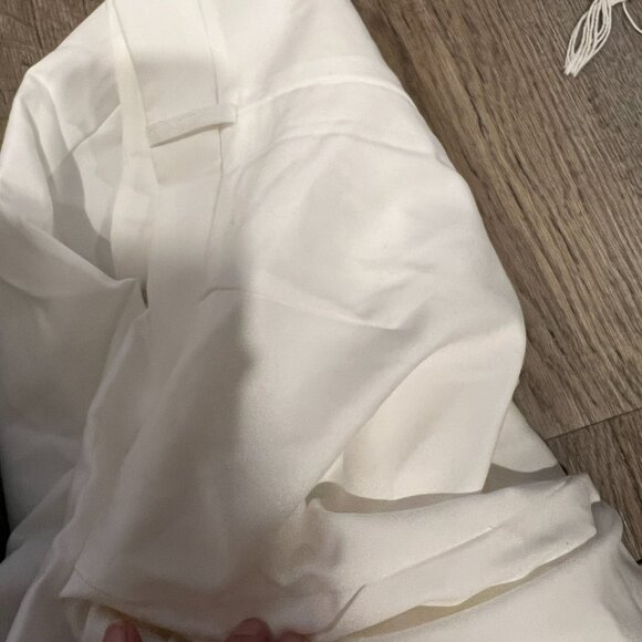 Commense Wide Leg Pleated White Cotton Pants High Waist Pants Size M - Picture 10 of 10